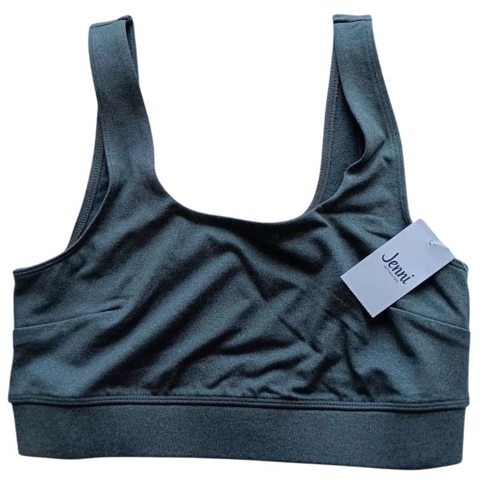 Jenni Intimates Sports Bra Womens Medium Green Pullover‎ Wireless Stretch Lined